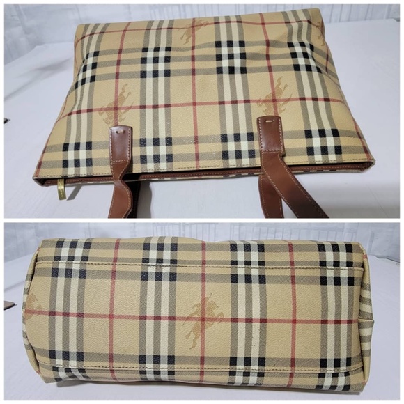 Authentic Burberry Haymarket Check Canvas Shoulder Bag Brown/Beige - Picture 9 of 14